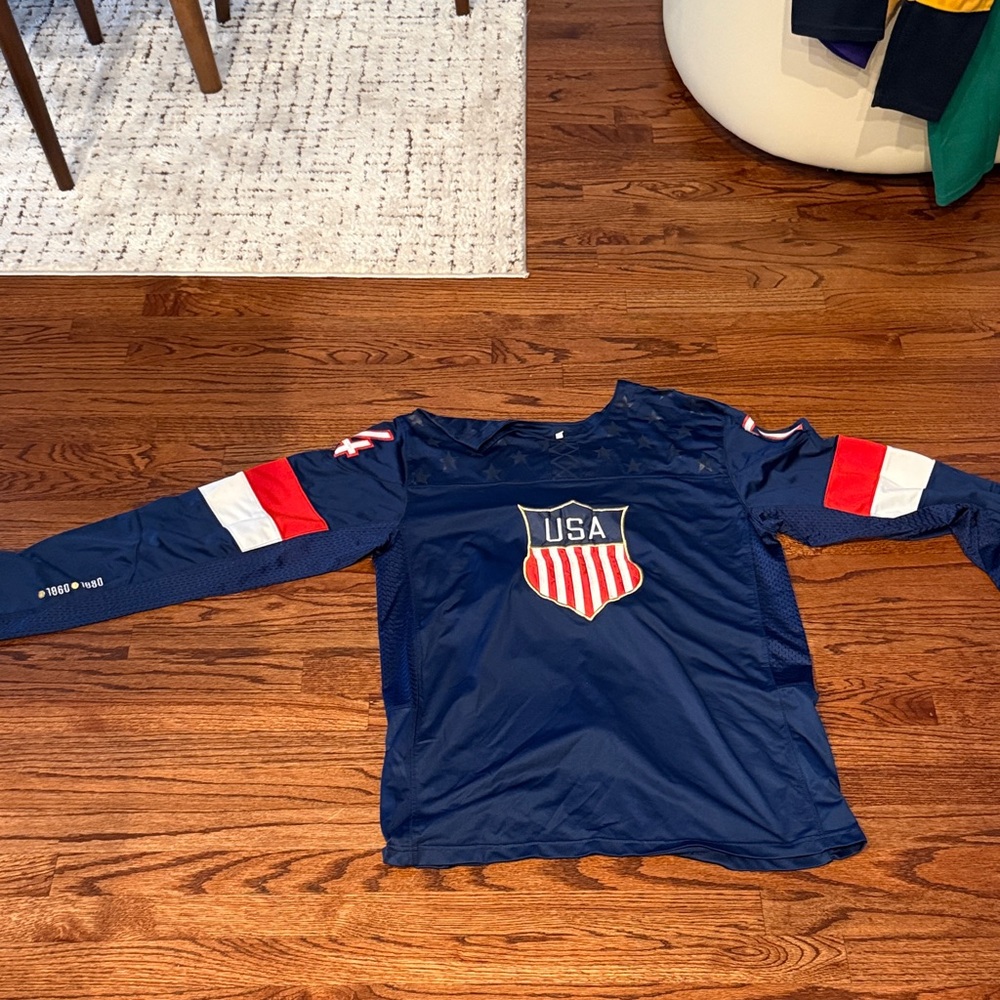 USA Hockey TJ Oshie Kids Navy Long Sleeve Jersey